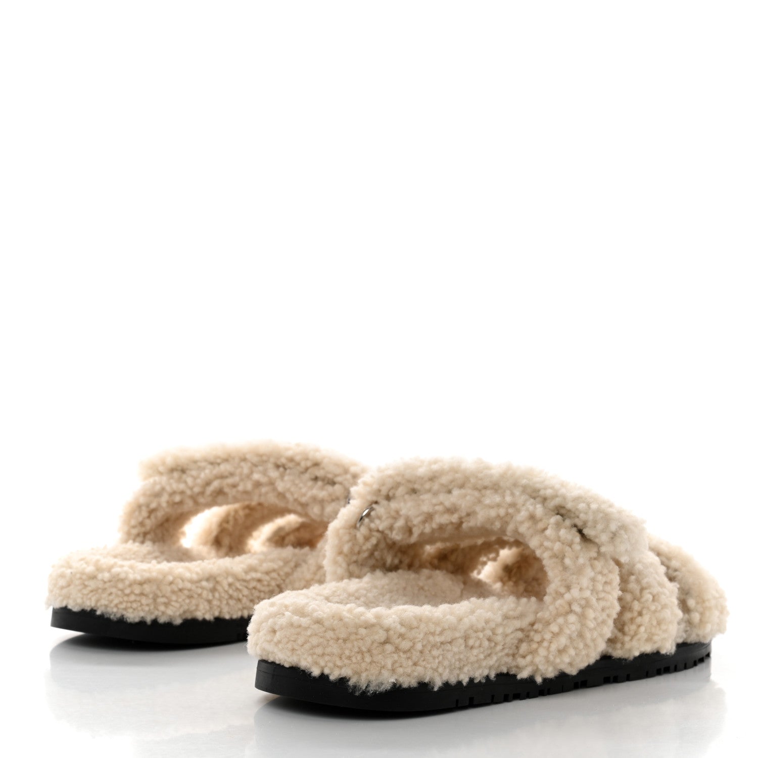Hermes Woolskin Womens Chypre Sandals 40 Ecru 4 of 9