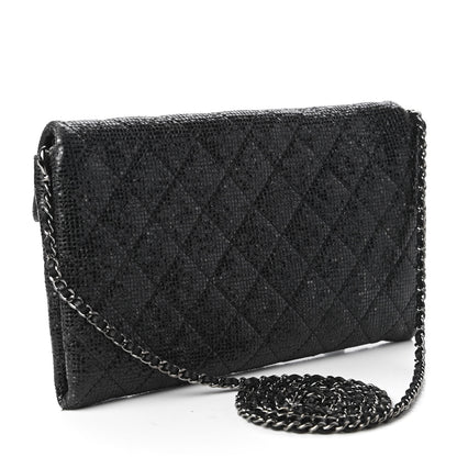 Chanel Iridescent Vinyl Quilted Clutch With Chain Black 3 of 11