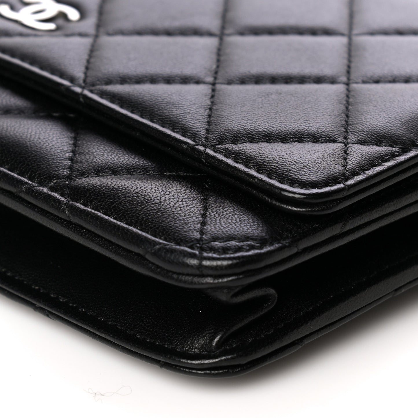 Lambskin Quilted Wallet On Chain WOC Black