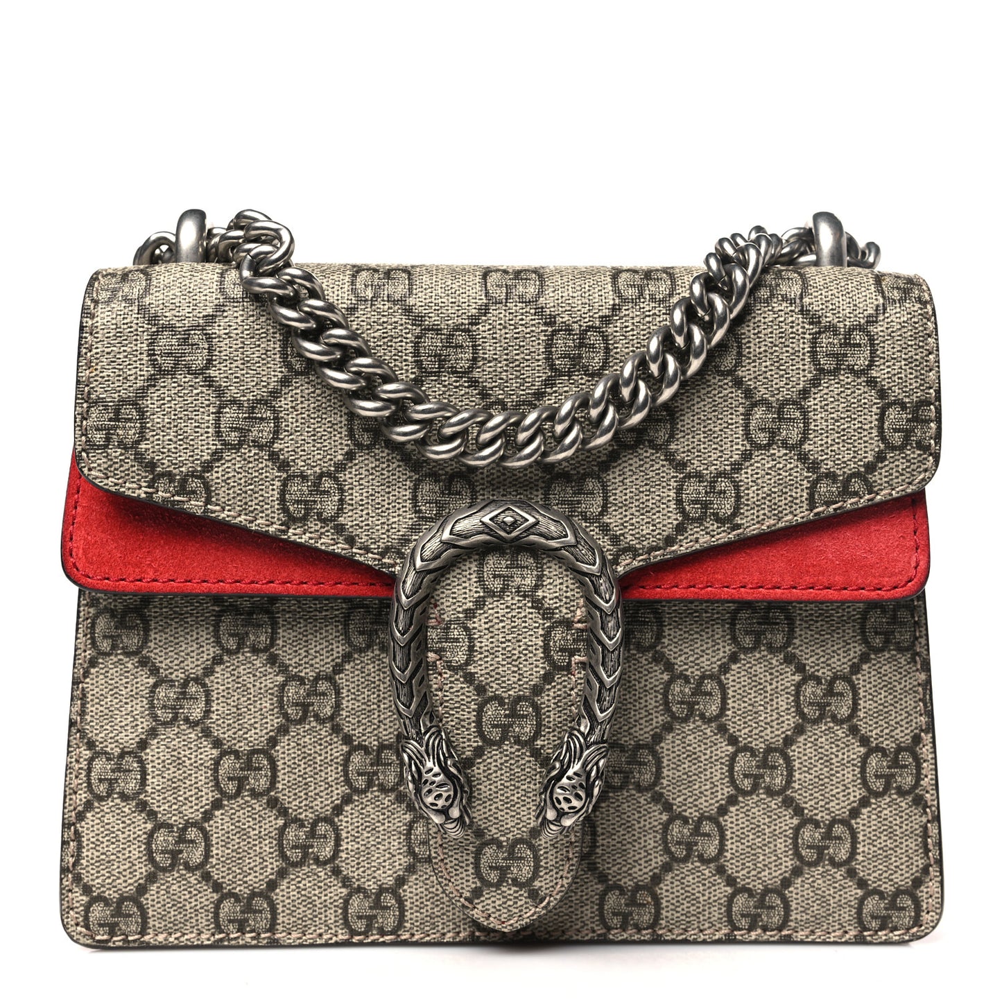 GG Supreme Monogram Mini Dionysus Shoulder Bag Hibiscus Red