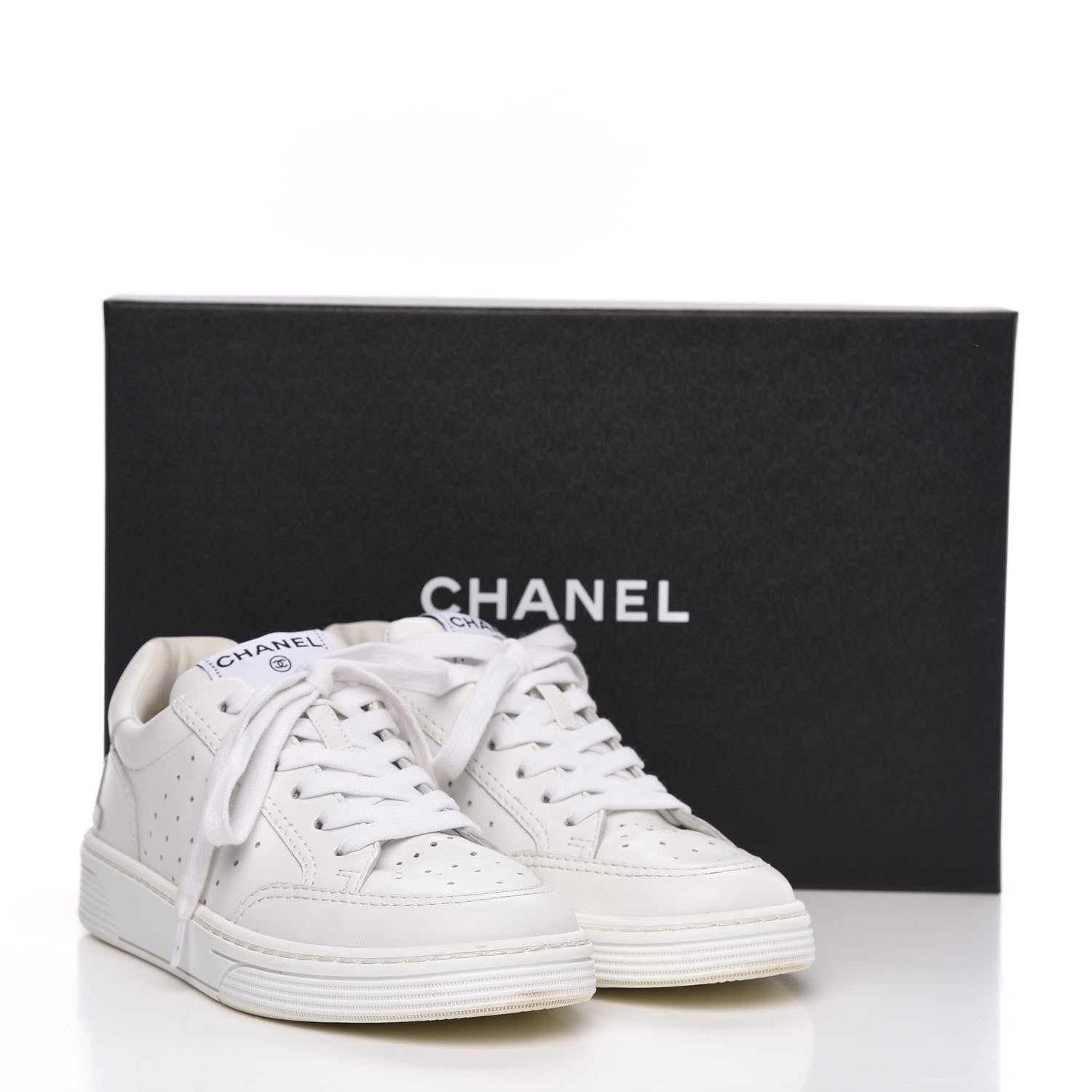 Chanel Calfskin Womens Logo Sneakers 36 White 10 of 10