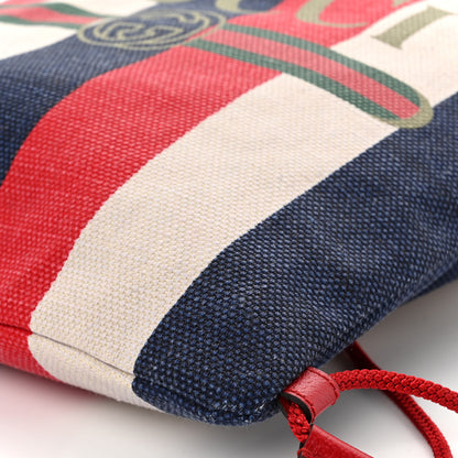 Gucci Canvas Logo Sylvie Stripe Drawstring Backpack Red 9 of 9