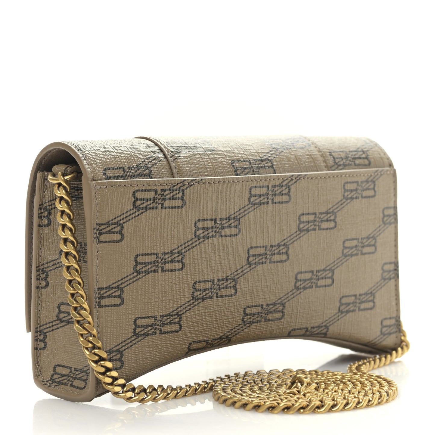 Coated Canvas BB Monogram Hourglass Chain Bag Beige Brown