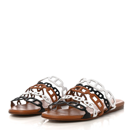 Hermes Nappa Thalassa Sandals 37 Camel Black White 5 of 13