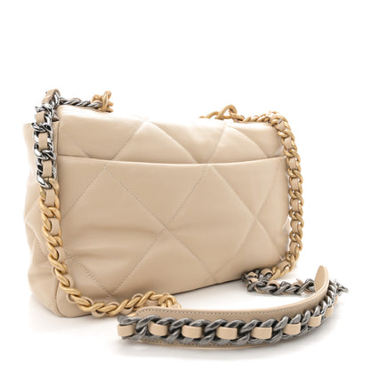 Chanel Lambskin Quilted Large Chanel 19 Flap Beige 3 of 11