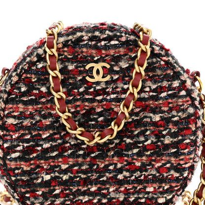 Chanel Tweed Quilted Round Clutch With Chain Red 8 of 11