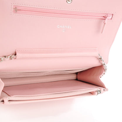 Chanel Lambskin Quilted Wallet On Chain WOC Light Pink 5 of 8