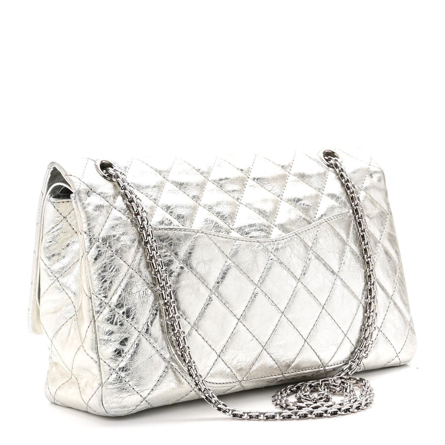 Metallic Aged Calfskin Quilted 2.55 Reissue 227 Flap Silver