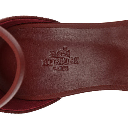 Hermes Epsom Legend Wedge Sandals 39 Rouge H 7 of 8