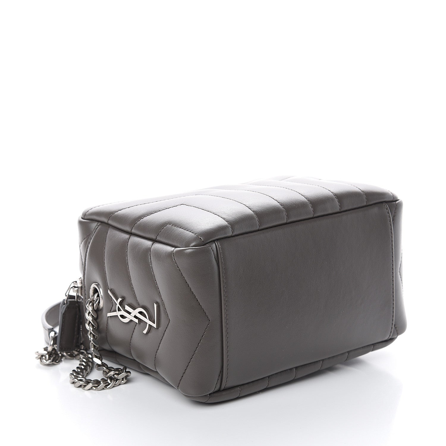 Saint Laurent Calfskin Y Quilted Monogram Small Loulou Bowling Bag Earth 3 of 8