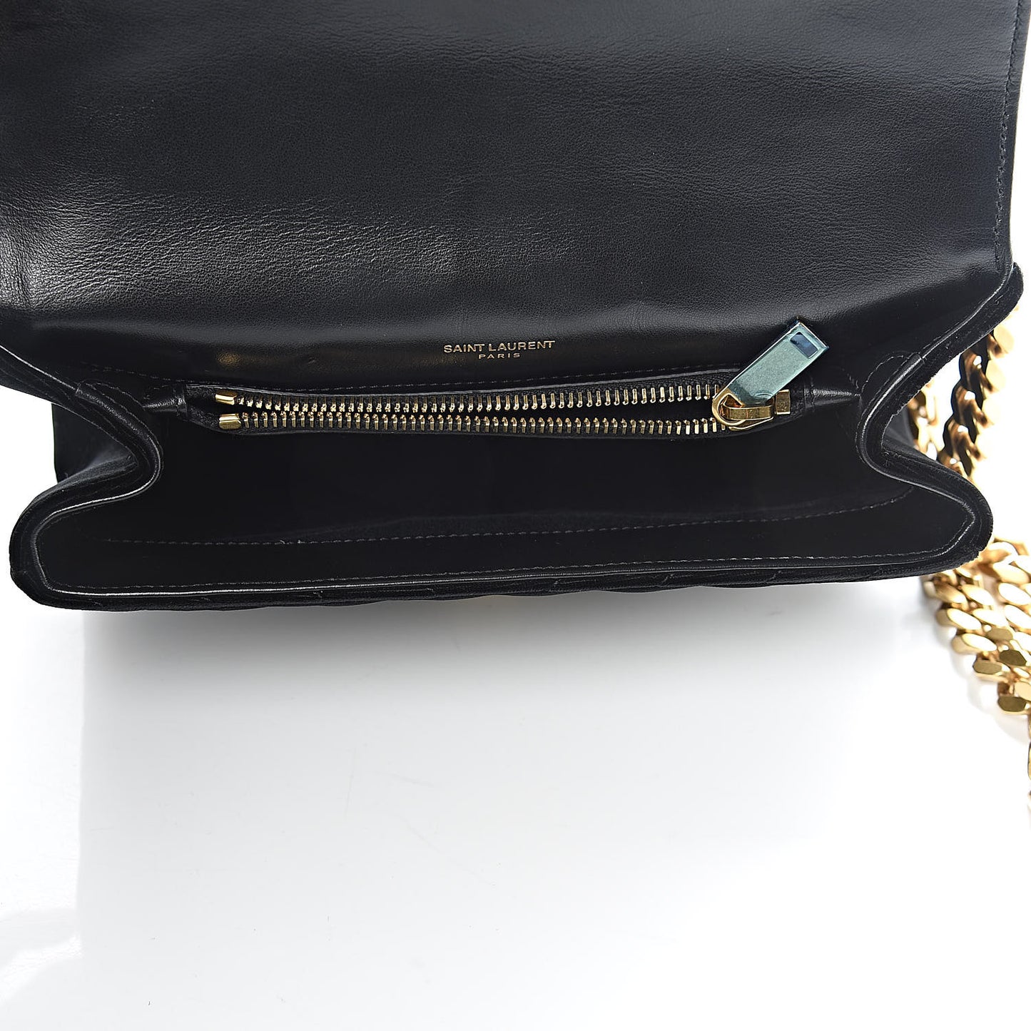 Velvet Matelasse Chevron Medium College Monogram Bag Black