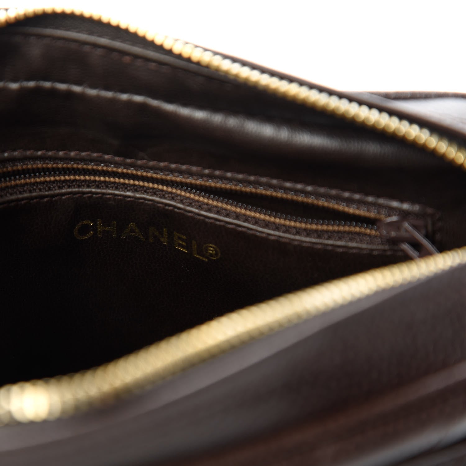 Chanel Caviar Chevron Quilted Camera Case Brown 8 of 11