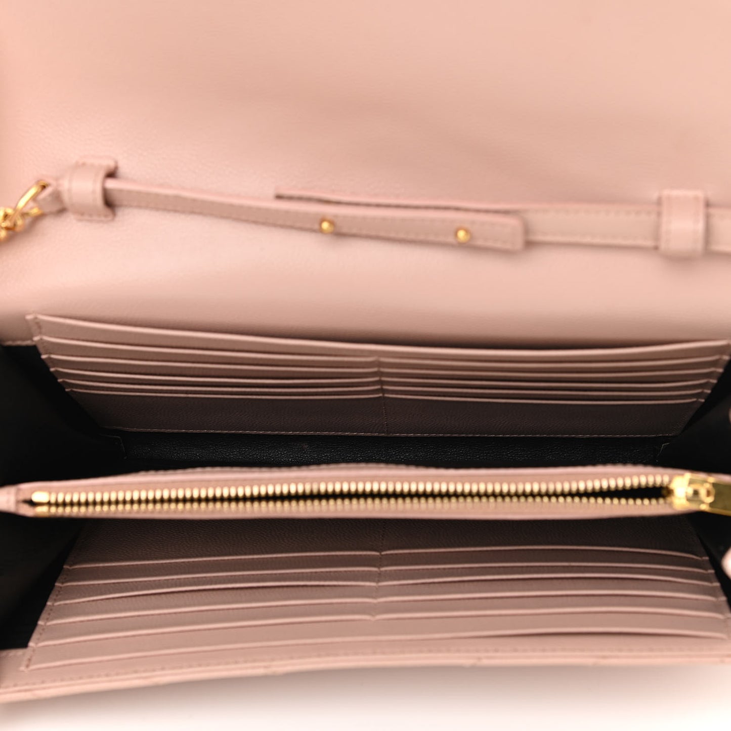 Grain De Poudre Matelasse Chevron Monogram Chain Wallet Pale Blush