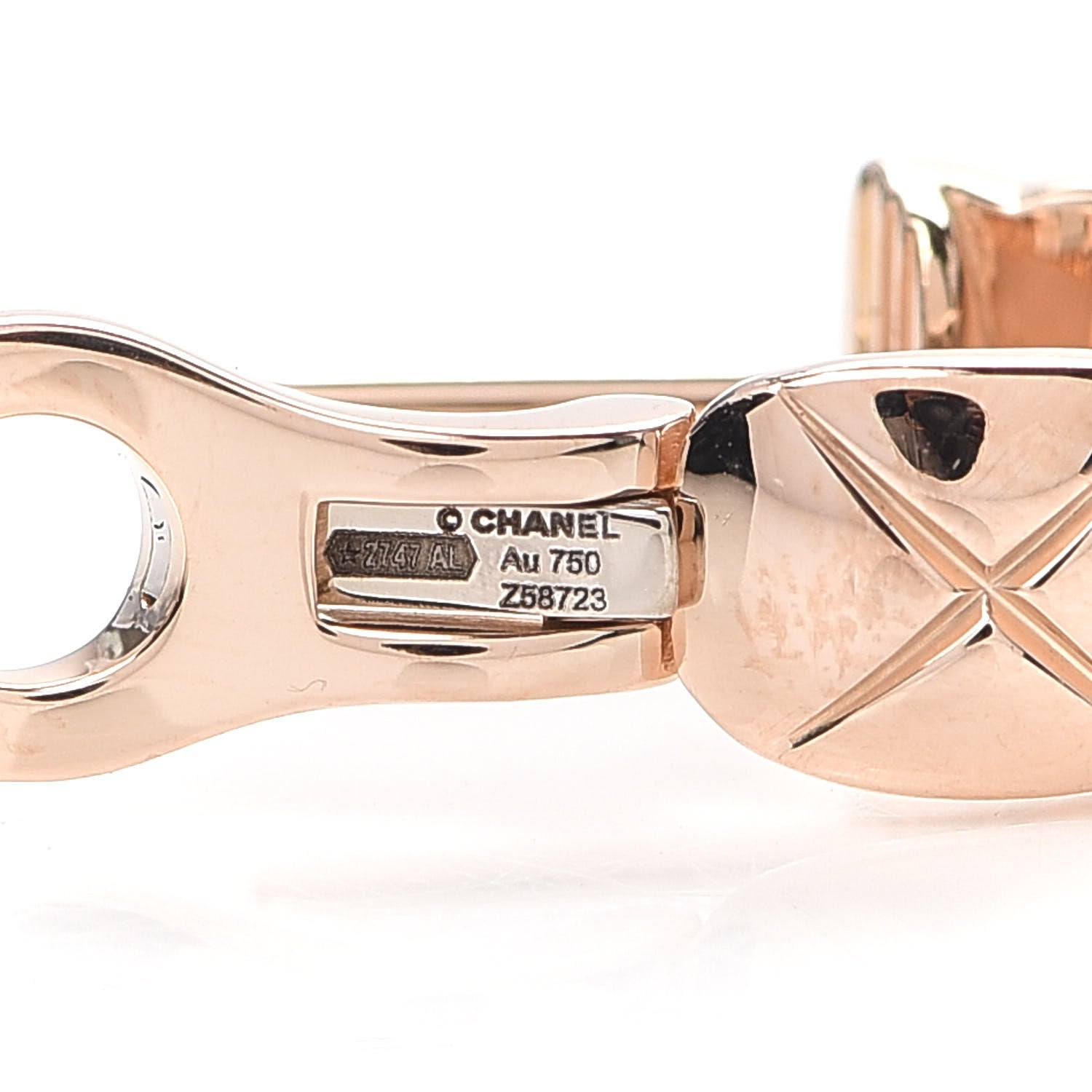 Chanel 18K Beige Gold Diamond Coco Crush Hoop Earrings 4 of 5