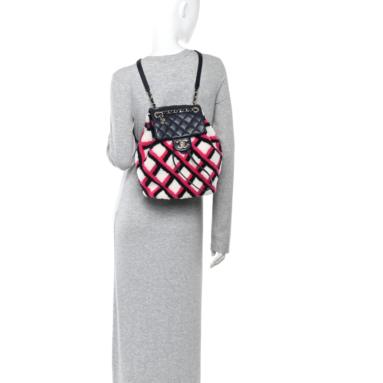 Chanel Lambskin Shearling Small Urban Spirit Backpack White Fuchsia Navy 2 of 10
