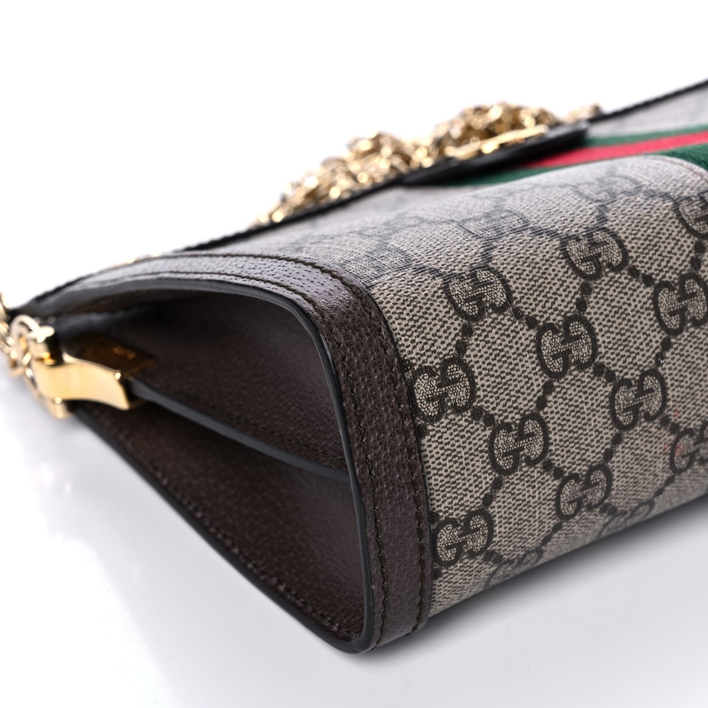 GG Supreme Monogram Web Small Ophidia Chain Shoulder Bag Brown
