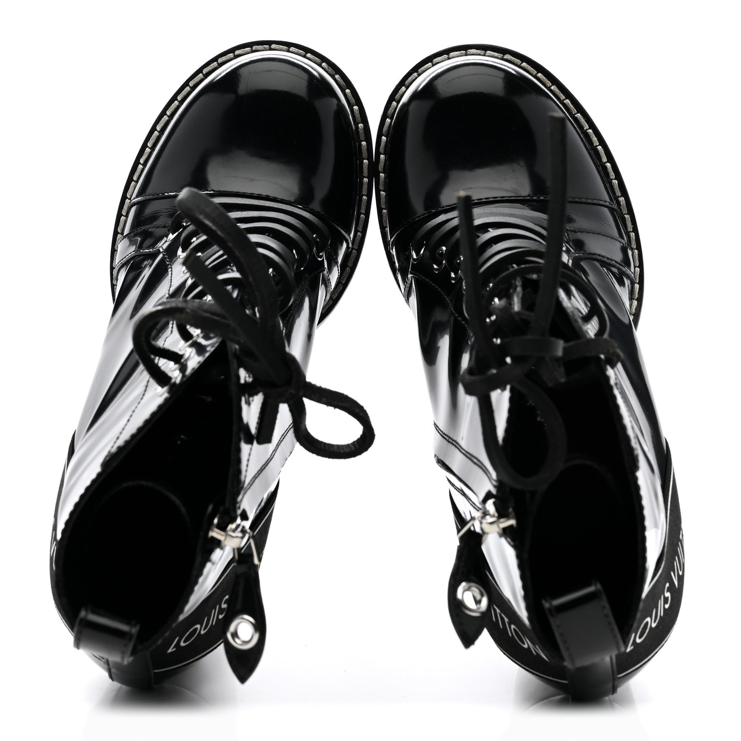 Glazed Calfskin Star Trail Ankle Boots 40 Black