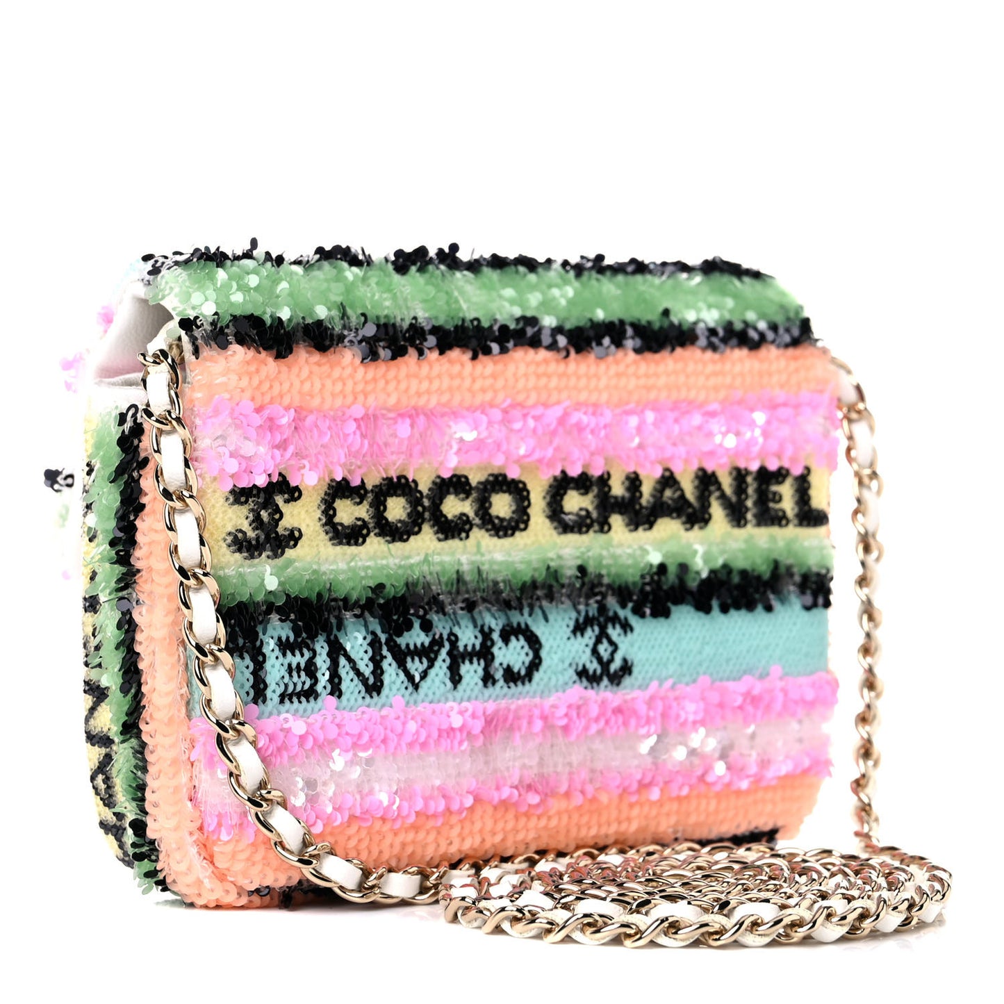 Sequin COCO Clutch With Chain Multicolor