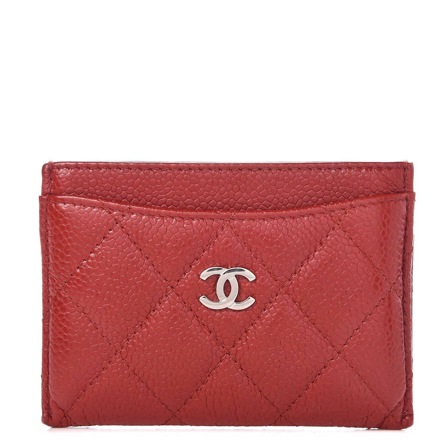 Chanel Caviar Quilted Card Holder Red 1 of 9