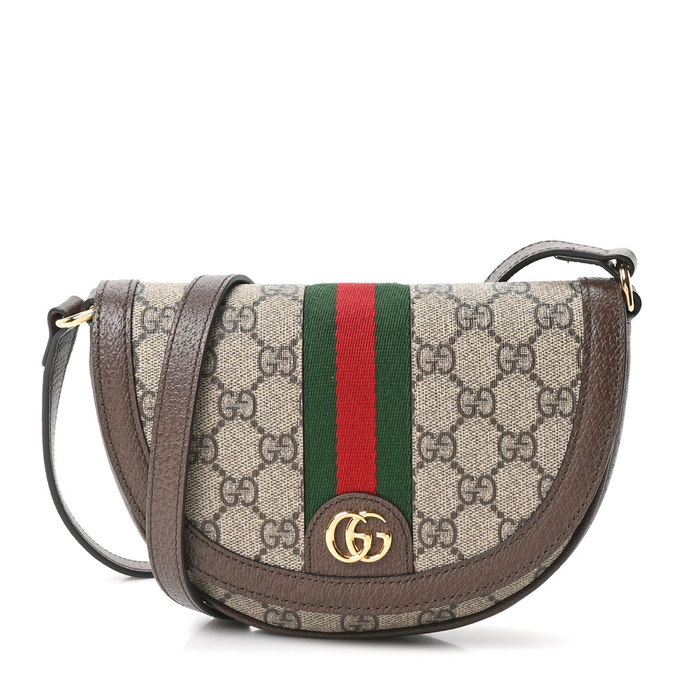 Gucci GG Supreme Monogram Textured Dollar Calfskin Web Mini Ophidia ...