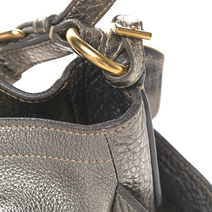 Prada Metallic Vitello Daino Side Pocket Tote Bag Acciaio 9 of 10
