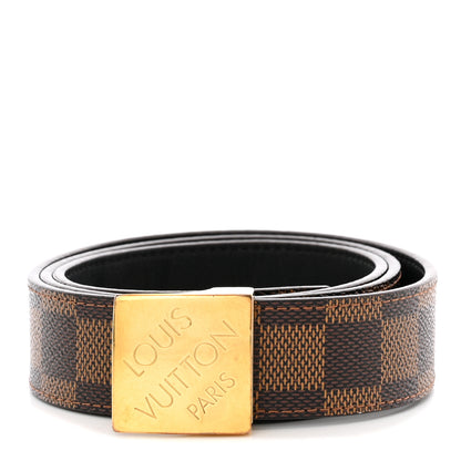 Louis Vuitton Damier Ebene LV Paris Buckle Belt 85 34 Gold 1 of 9