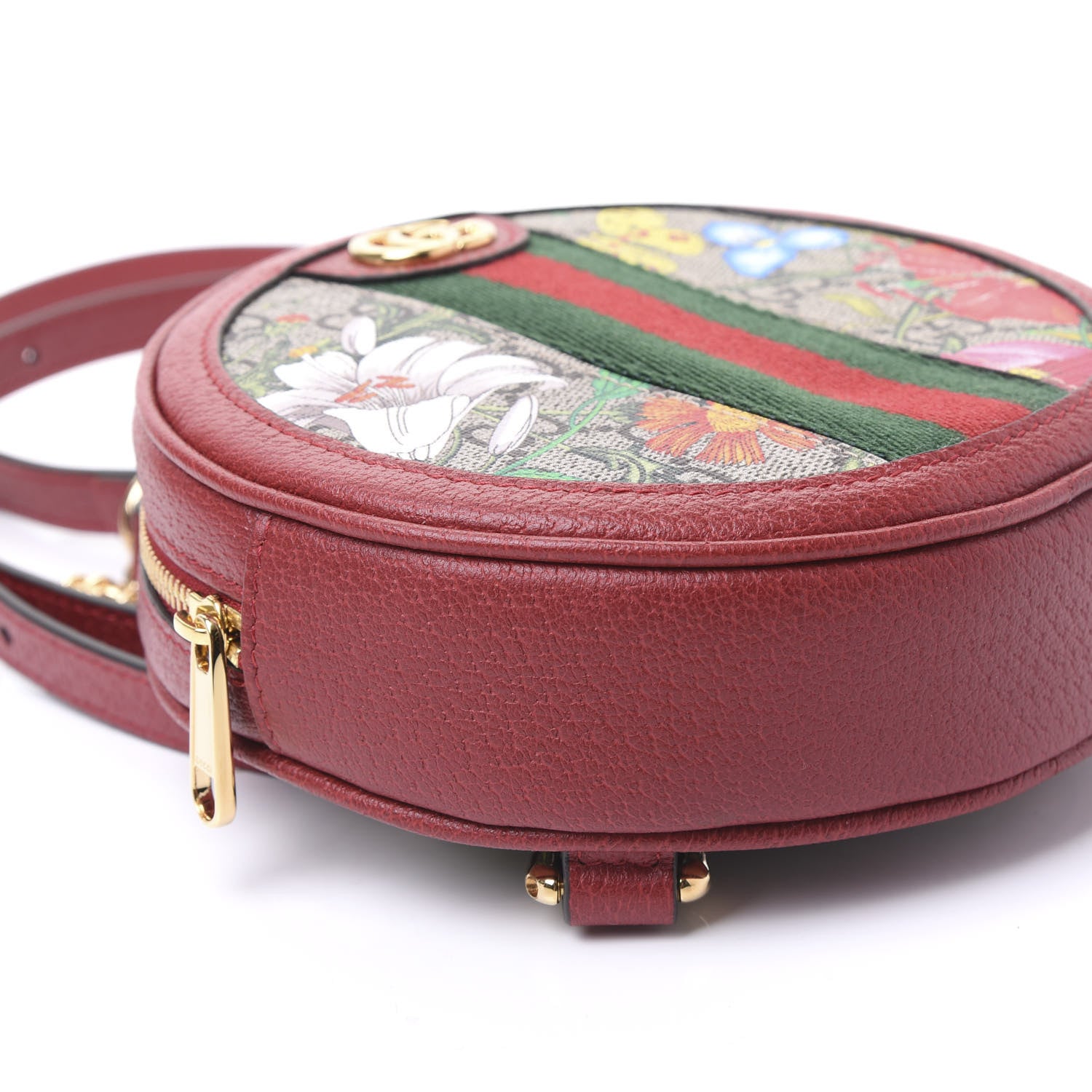 Gucci GG Supreme Monogram Web Flora Mini Ophidia Round Backpack Red 7 of 9