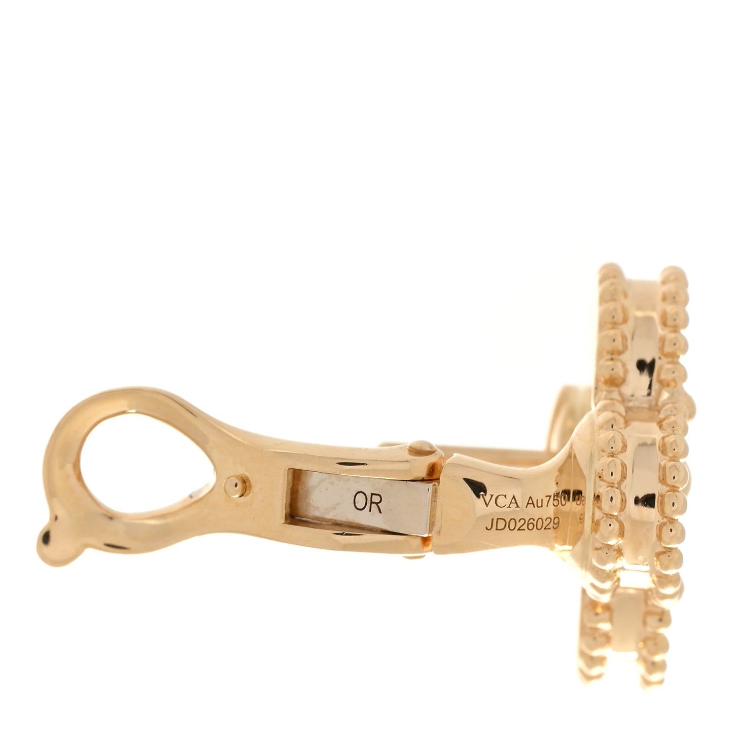 18K Yellow Gold Guilloche Vintage Alhambra Earrings