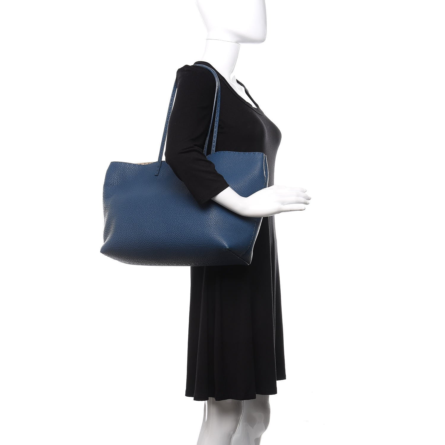 Fendi Cuoio Romano Selleria Bi-Color Large Carla Tote Blue Latte 2 of 11