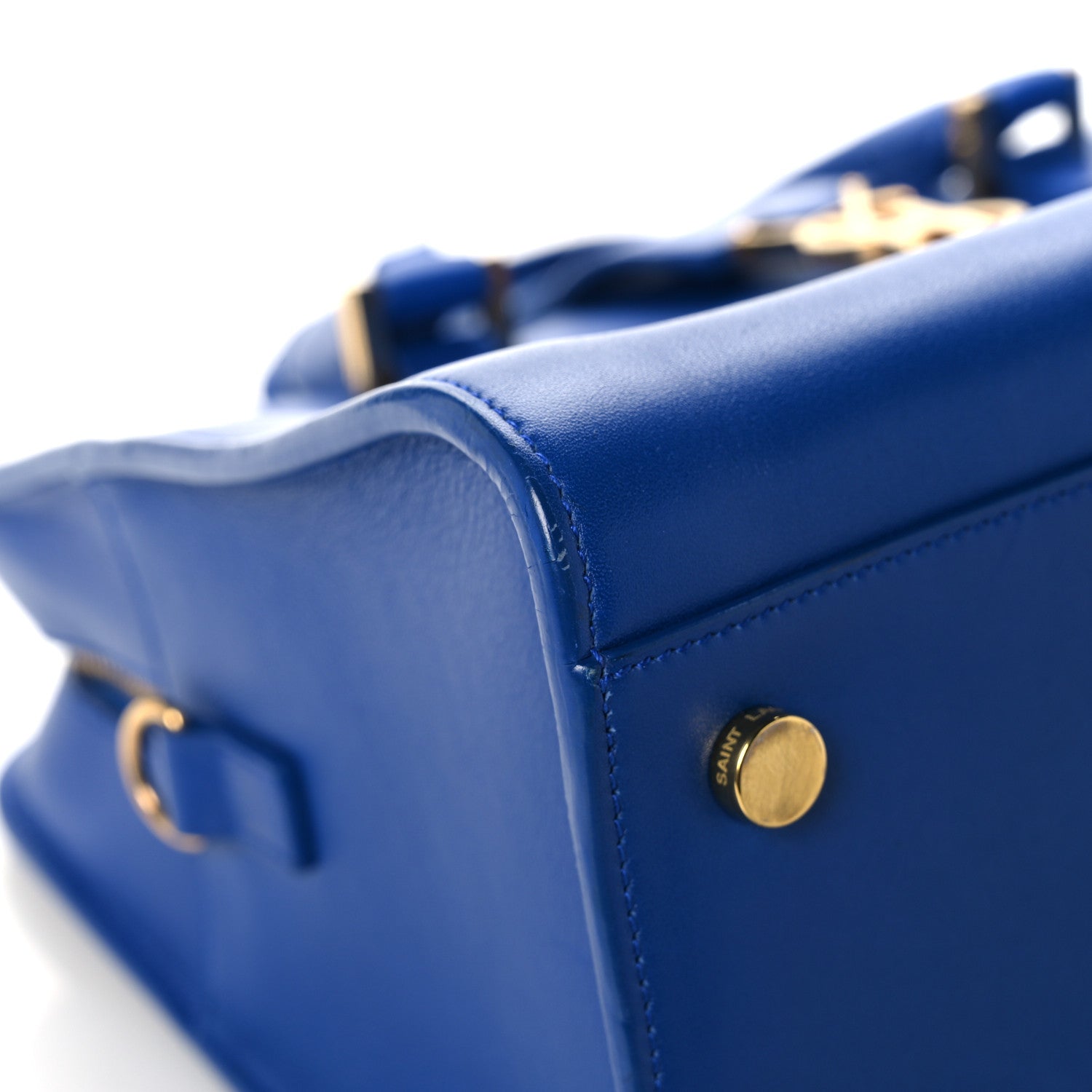 Saint Laurent Calfskin Small Monogram Cabas Blue Majorelle 8 of 15