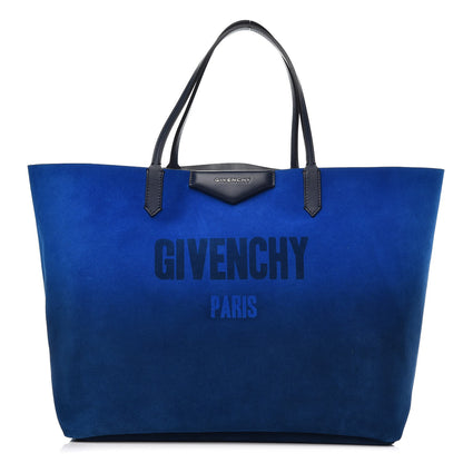 Givenchy Metallic Calfskin Suede Ombre Large Reversible Antigona Tote Blue Silver 1 of 16