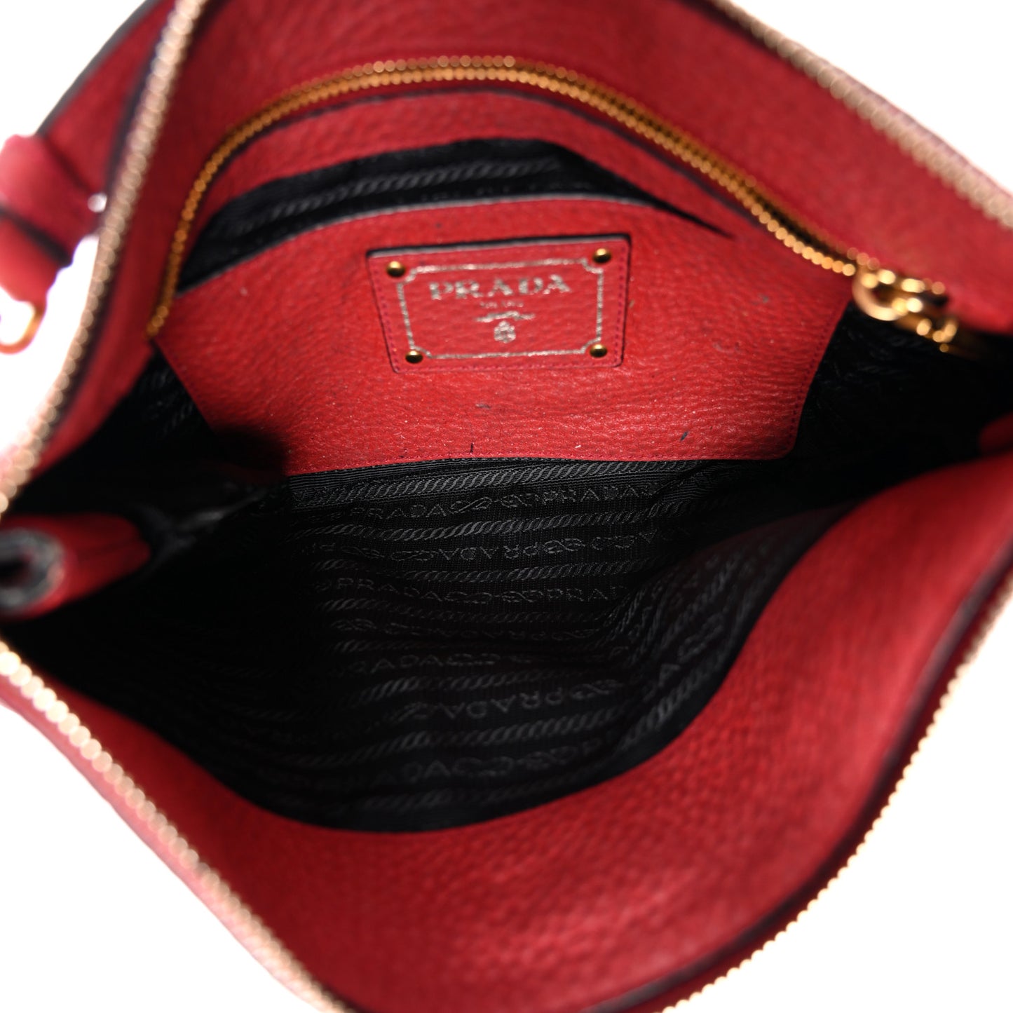 Vitello Daino Zippered Crossbody Bag Rosso