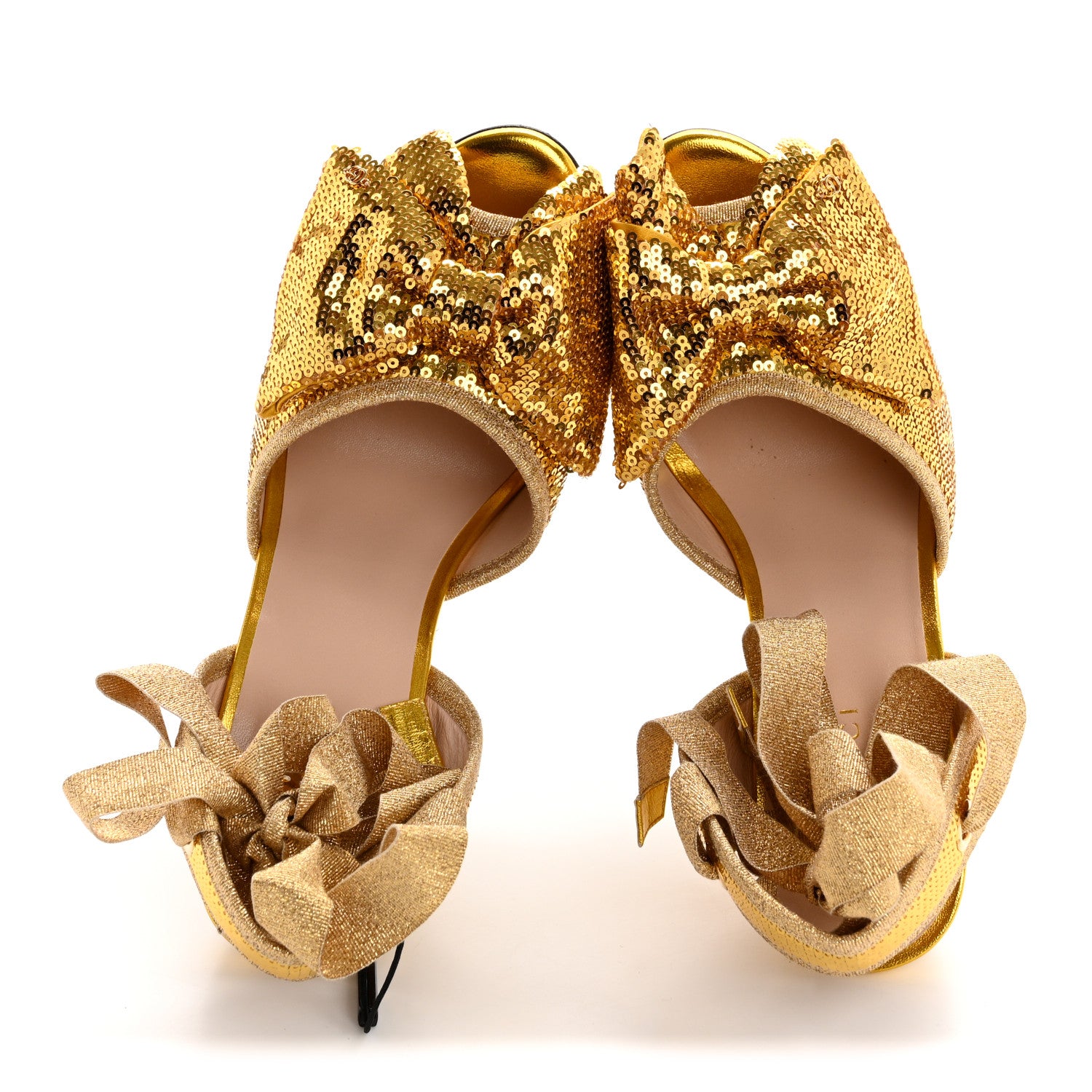 Gucci Metallic Nappa Ophelia Espadrille Platform Wedge Sandals 38