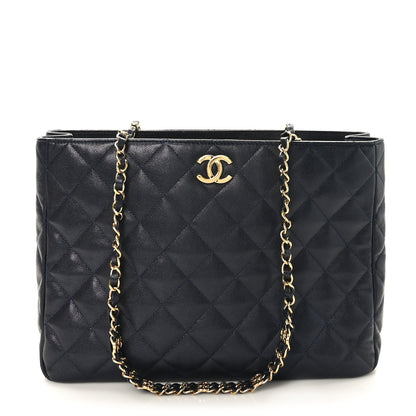 Chanel Caviar Quilted Small Shopping Tote Navy Blue 1 of 19