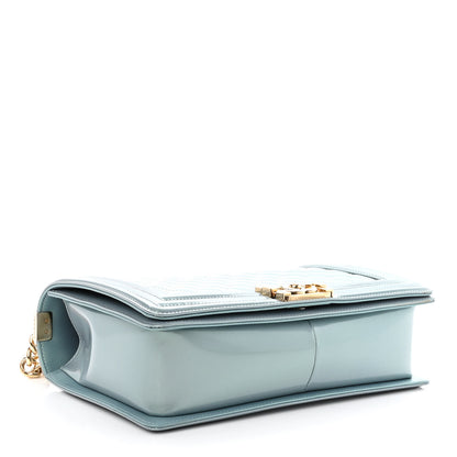 Chanel Iridescent Glazed Calfskin Quilted New Medium Boy Flap Light Blue 4 of 13