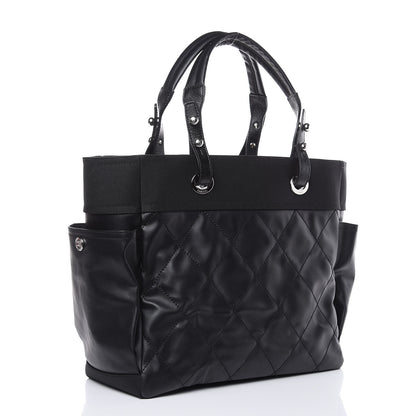 Chanel Coated Canvas Quilted Large Paris Biarritz Tote Black 3 of 10