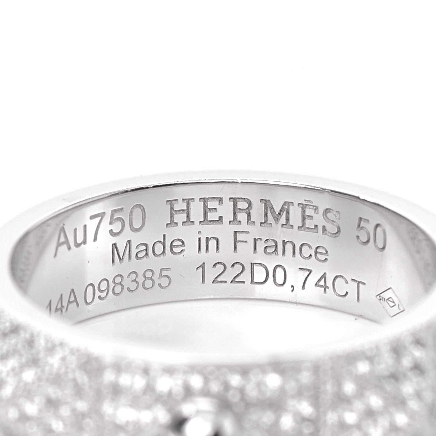 Hermes 18K White Gold Diamond PM Collier De Chien Pave Ring 50 5.25 4 of 4