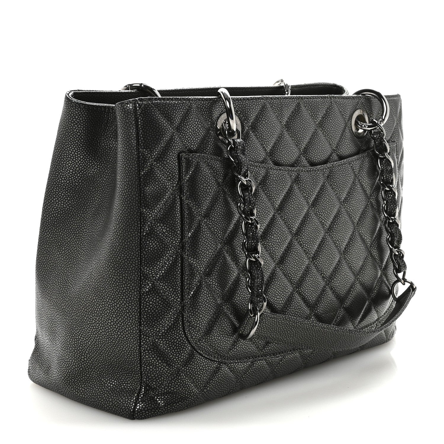 Chanel Caviar Quilted Grand Shopping Tote GST Dark Silver 2 of 9