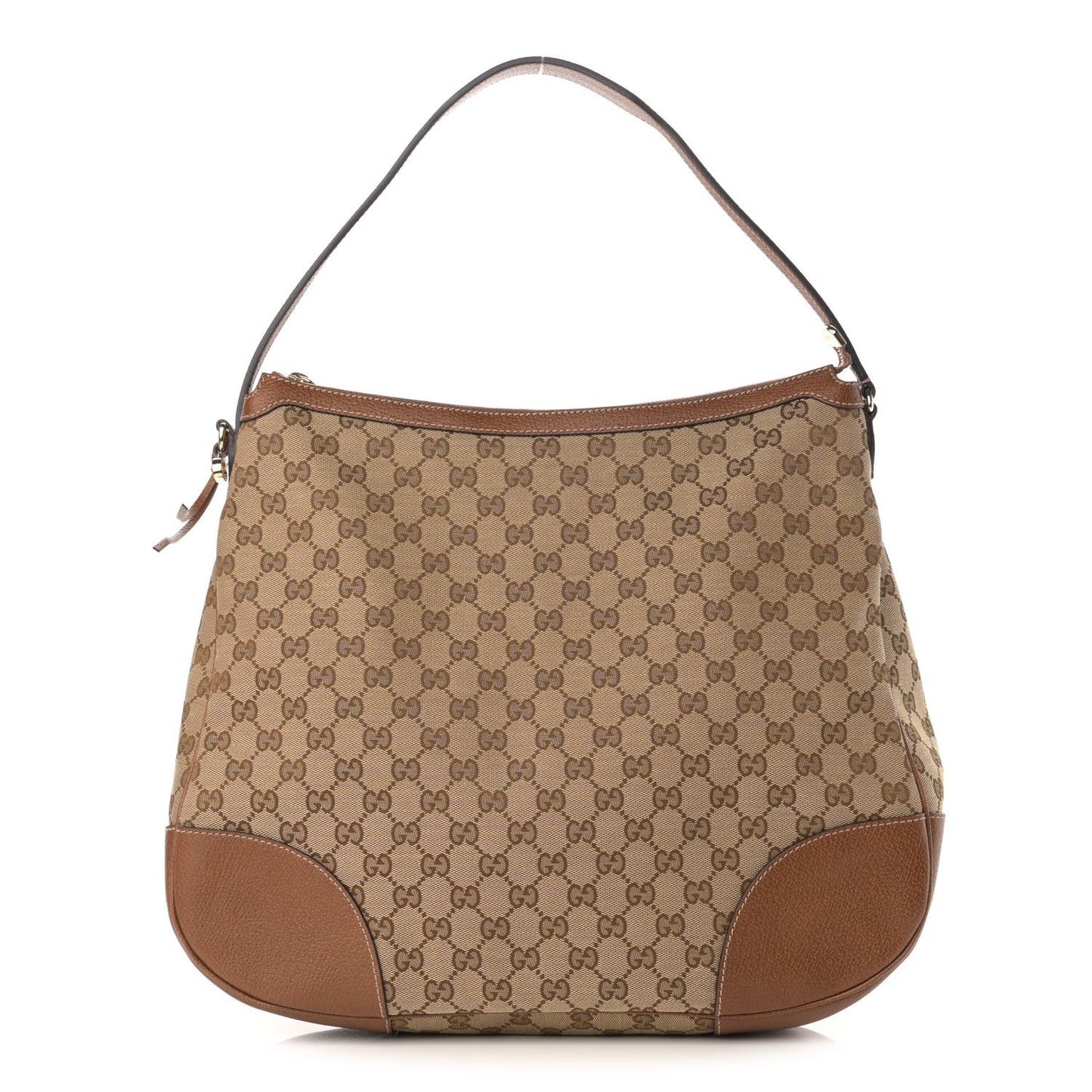 Monogram Textured Calfskin Large Bree Hobo Beige Ebony Nocciola