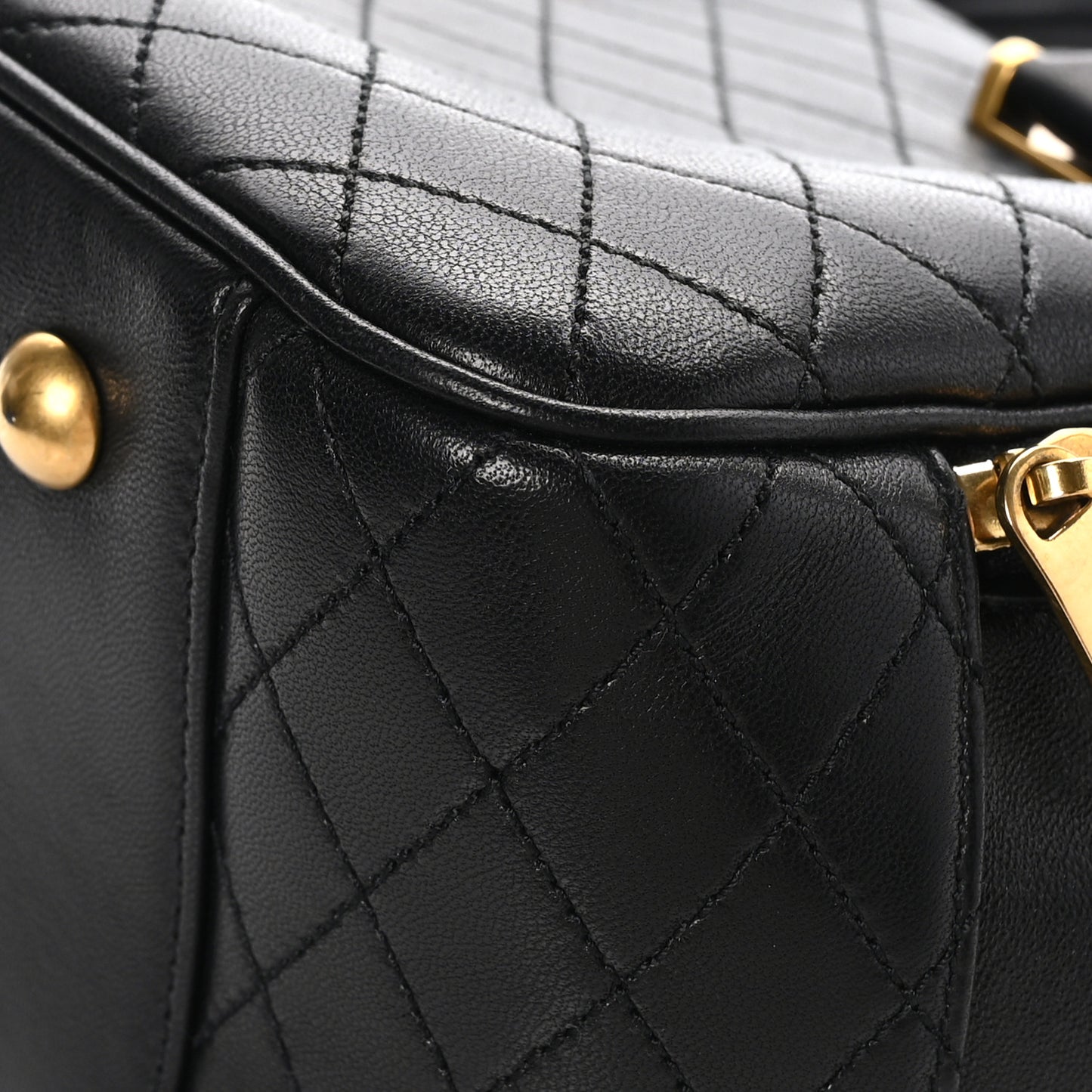 Lambskin Lyia Quilted Duffle Bag Black