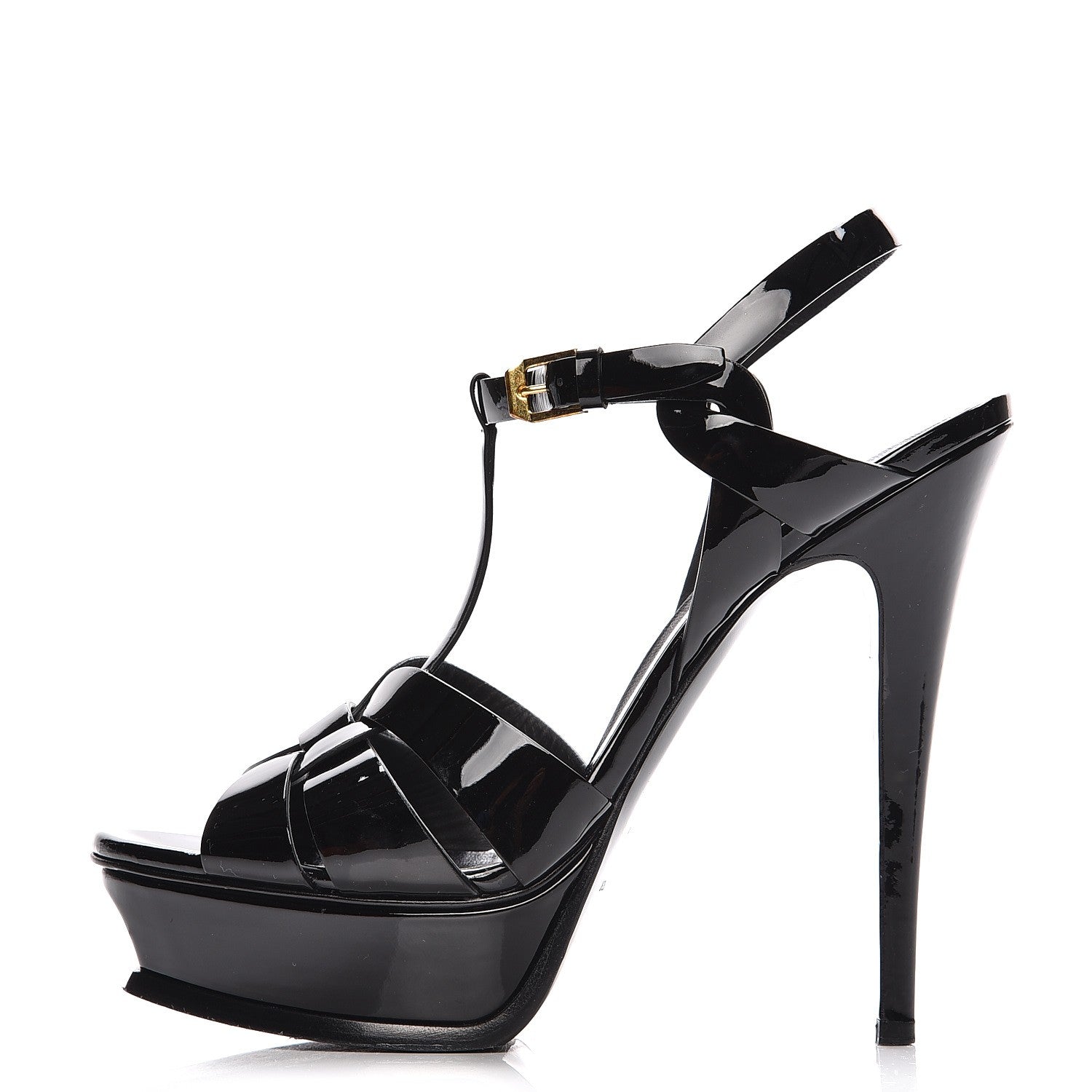 Saint Laurent Patent Tribute 105 Platform Sandals 40 Black 1 of 8