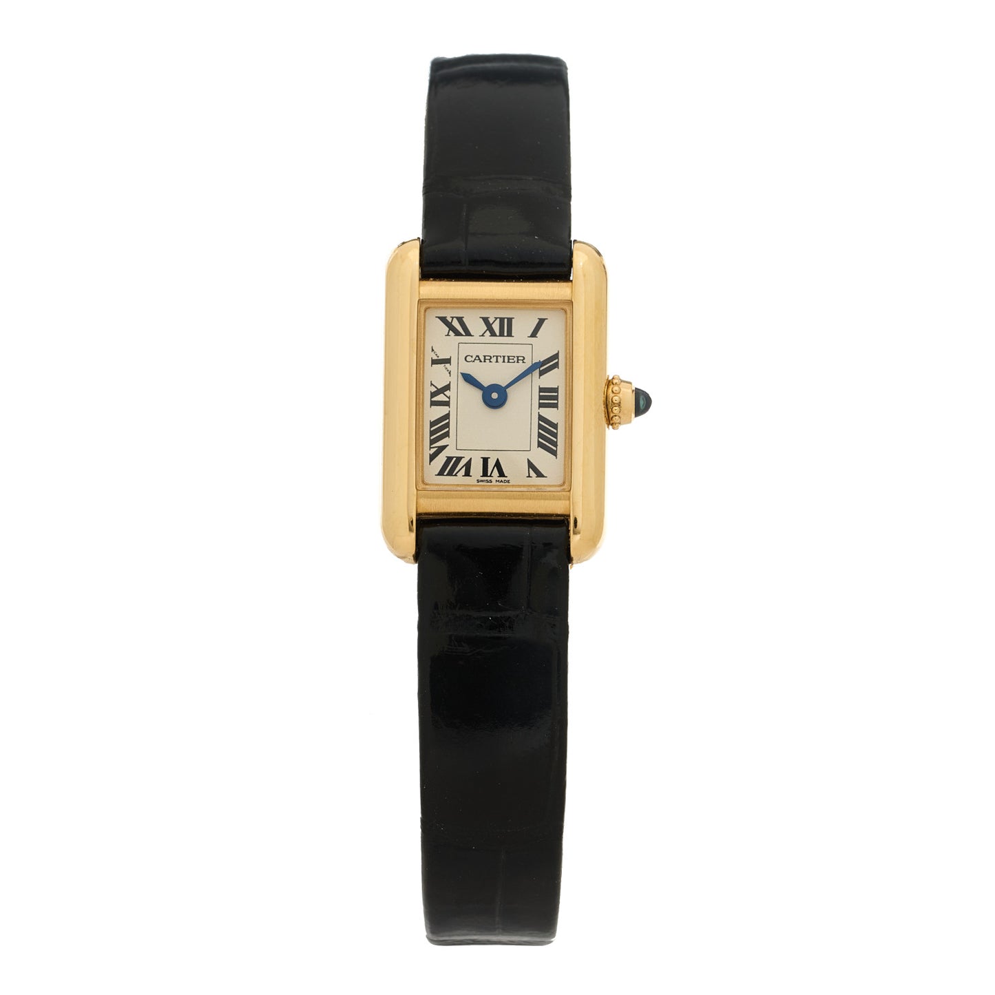18K Yellow Gold Alligator 16.5mm Tank Louis Quartz Watch