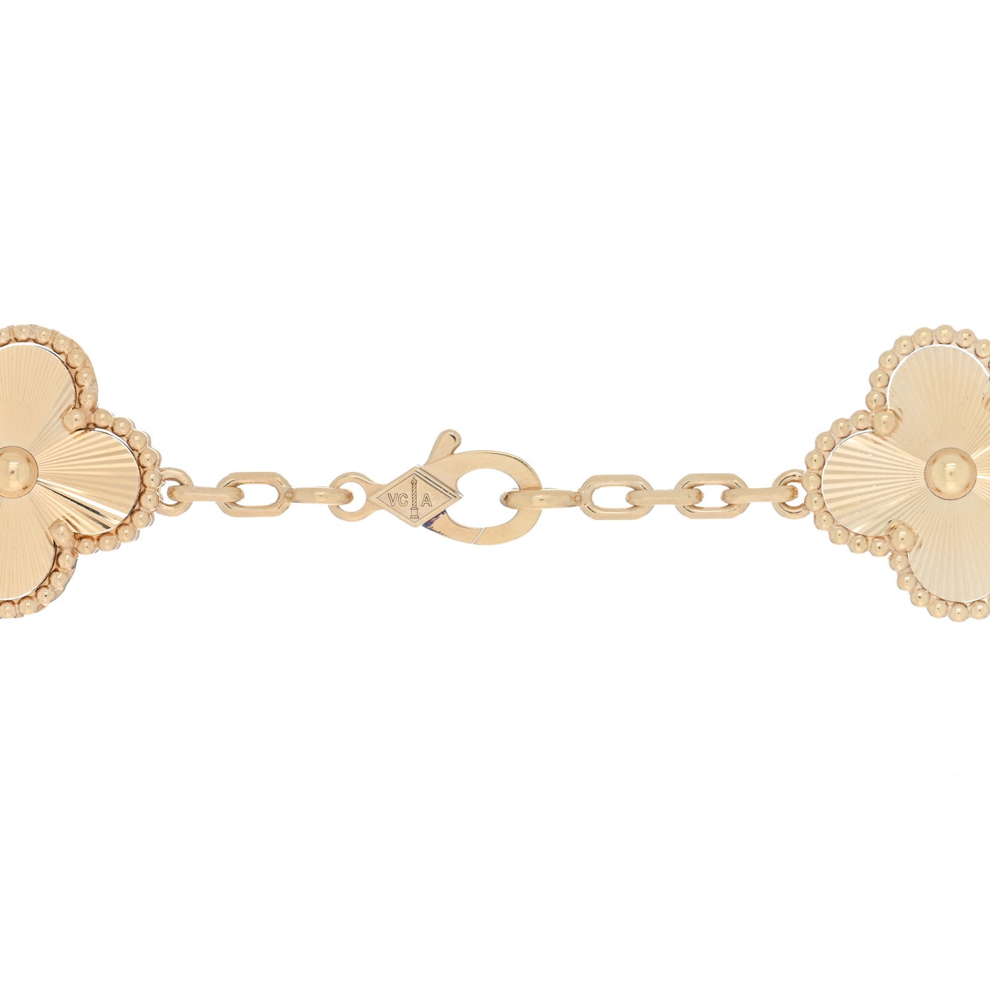 18K Yellow Gold 10 Motifs Guilloche Vintage Alhambra Necklace