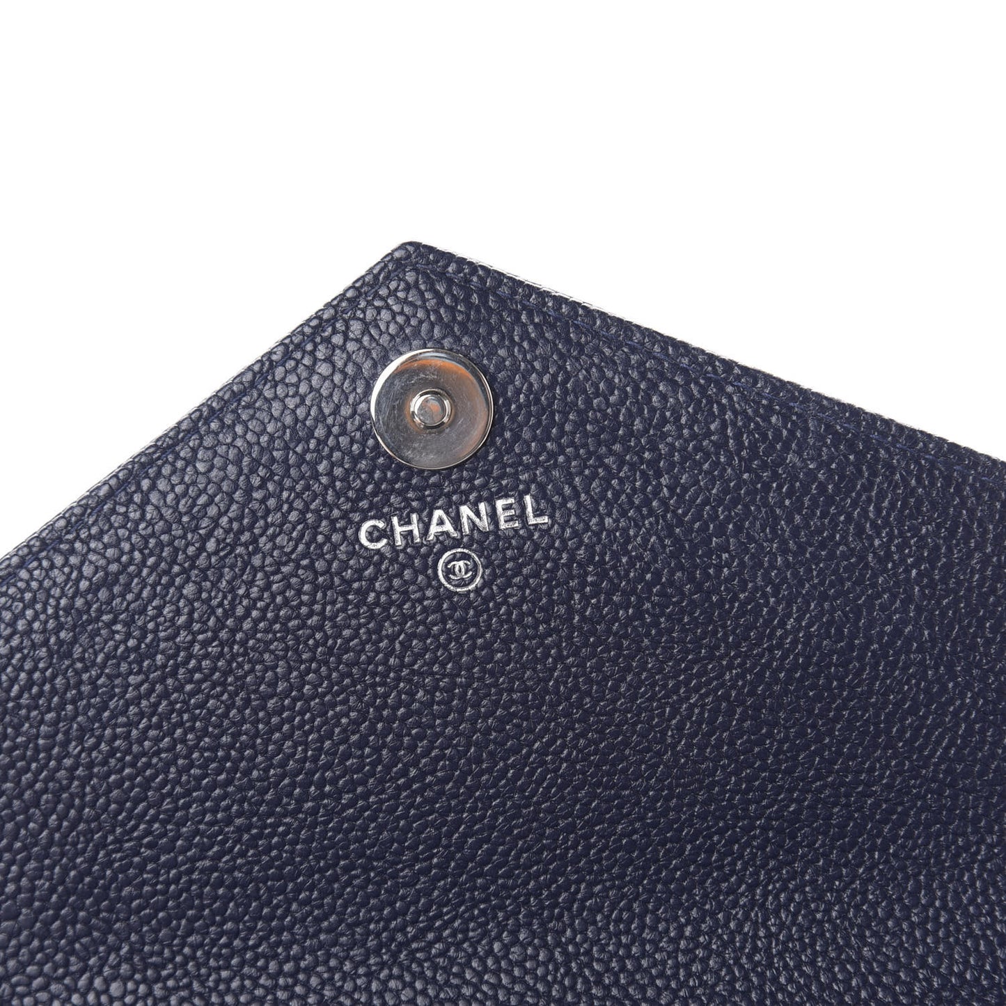 Caviar Chevron Quilted Square Wallet On Chain WOC Blue