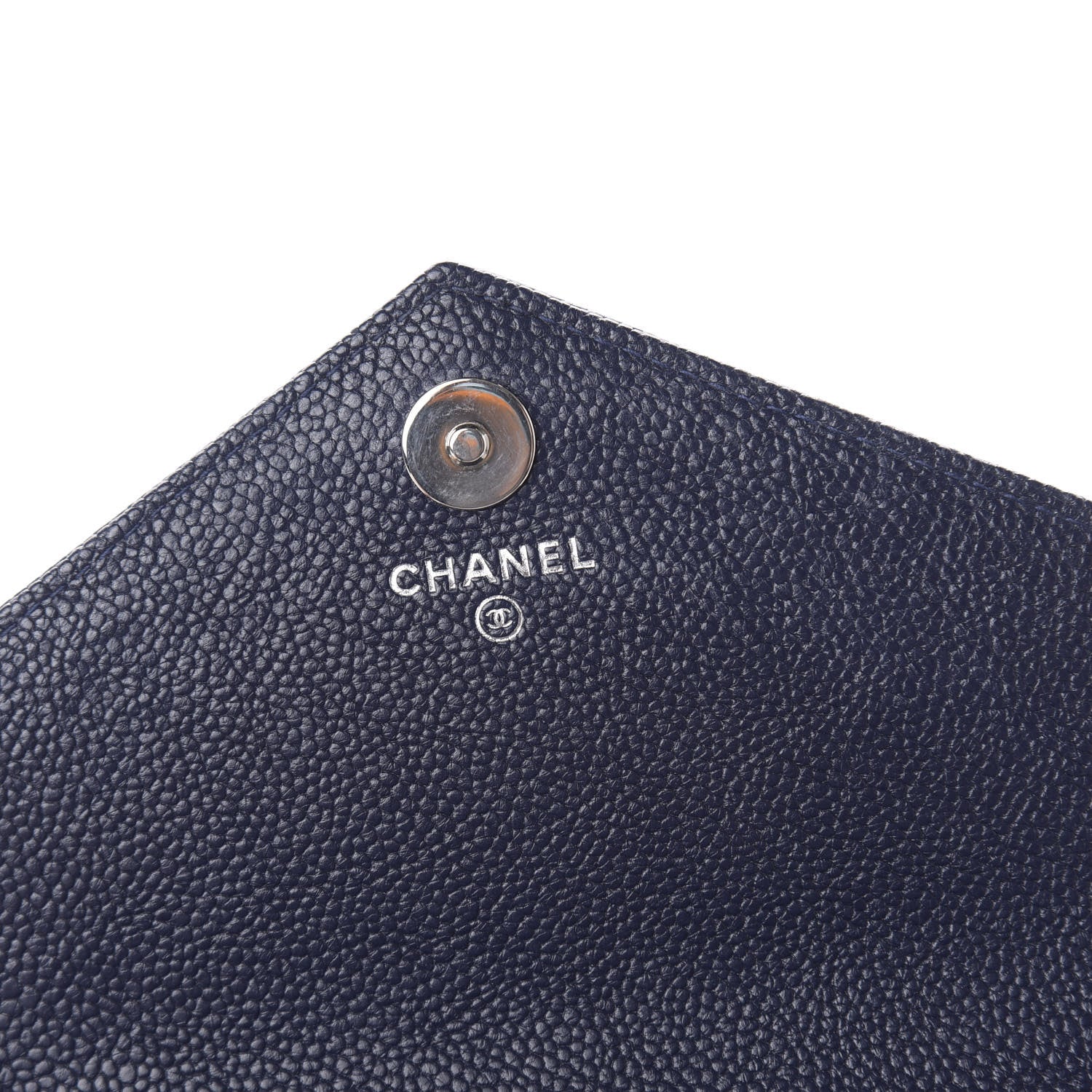 Chanel Caviar Chevron Quilted Square Wallet On Chain WOC Blue 8 of 11