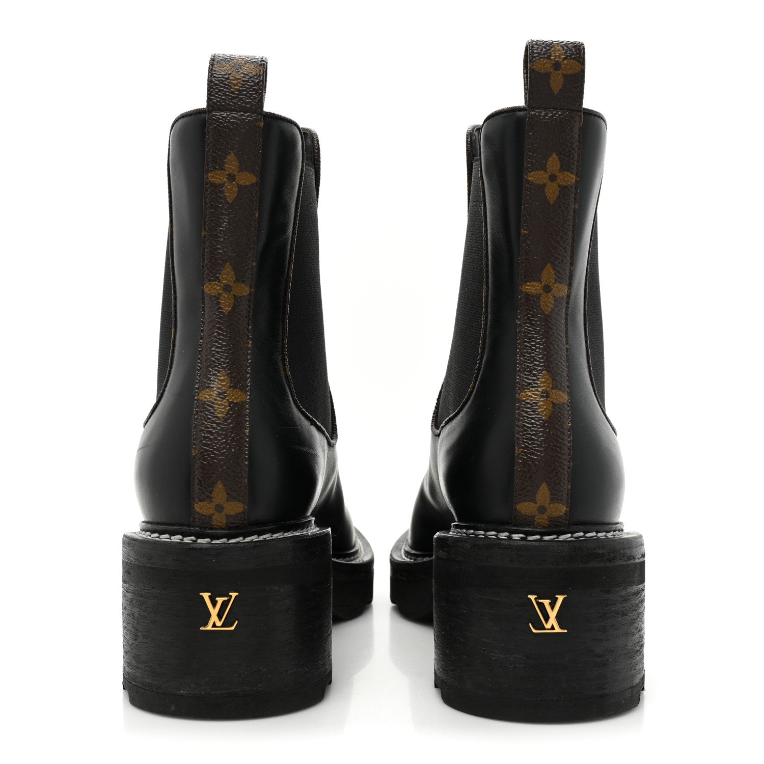 Louis Vuitton Calfskin Monogram Beaubourg Ankle Boots 40 Black 4 of 16