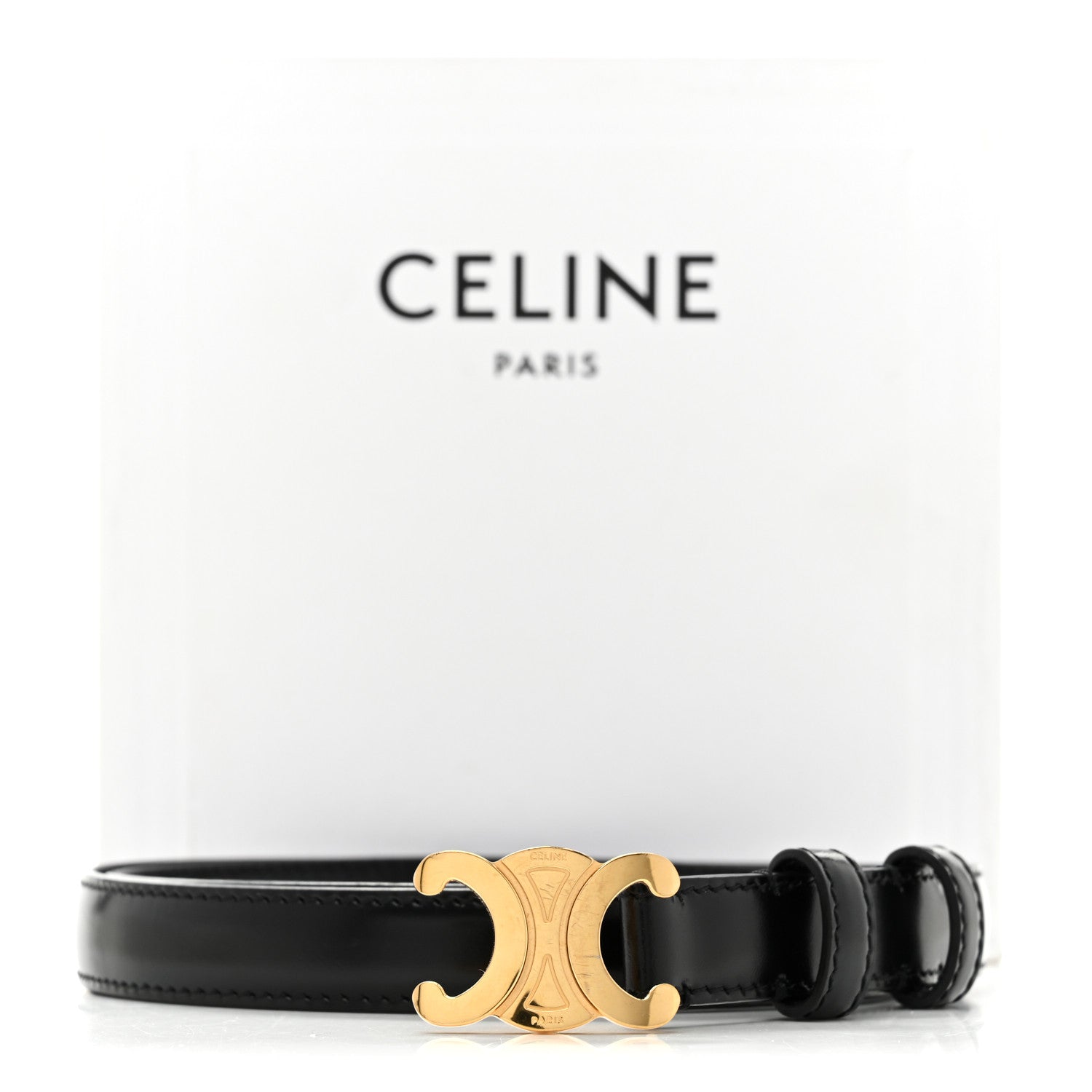 Celine Box Calfskin Small 18mm Triomphe Belt 75 30 Black 7 of 7
