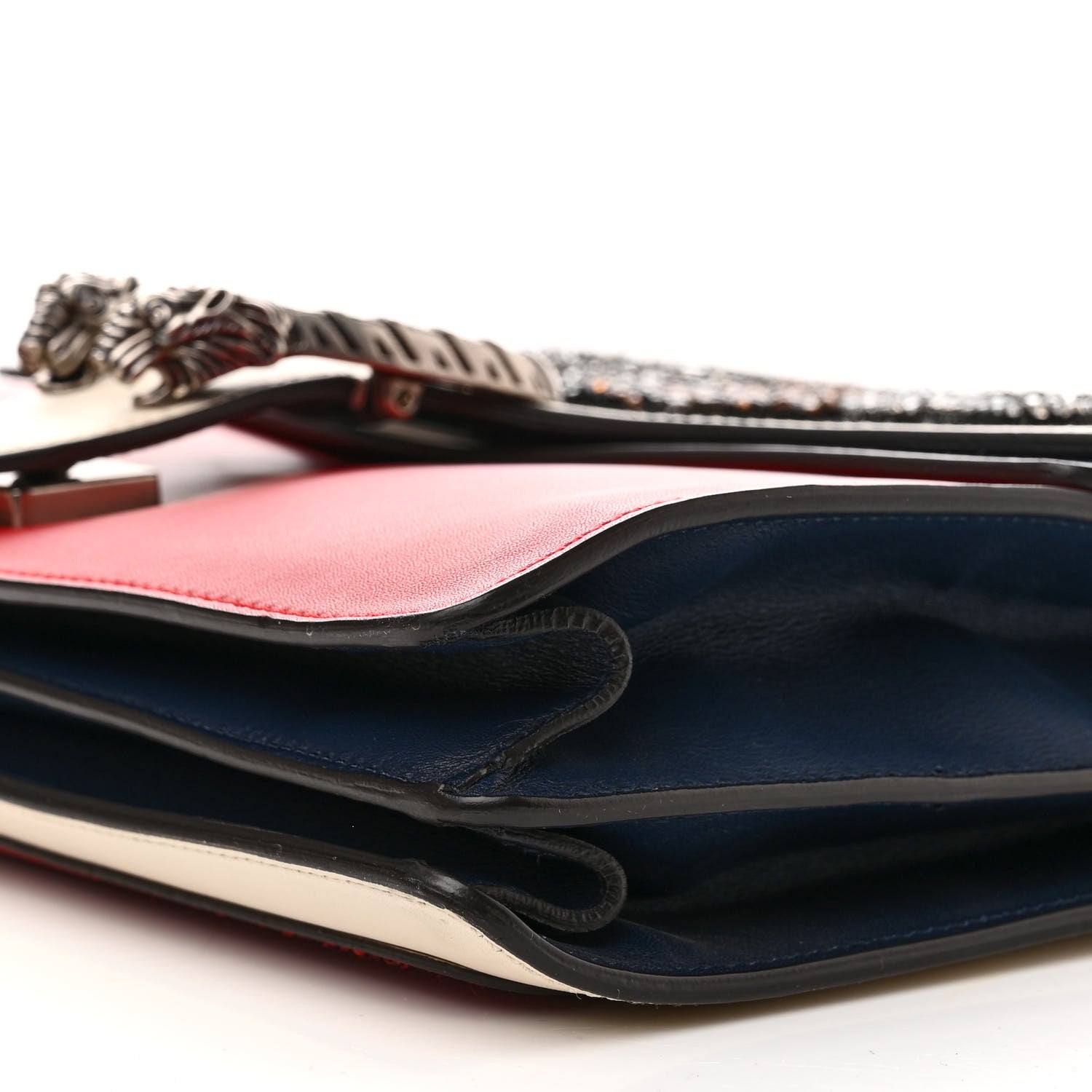 Gucci Calfskin Bee Embroidered Medium Dionysus Shoulder Bag White Blue Hibiscus Red 10 of 13