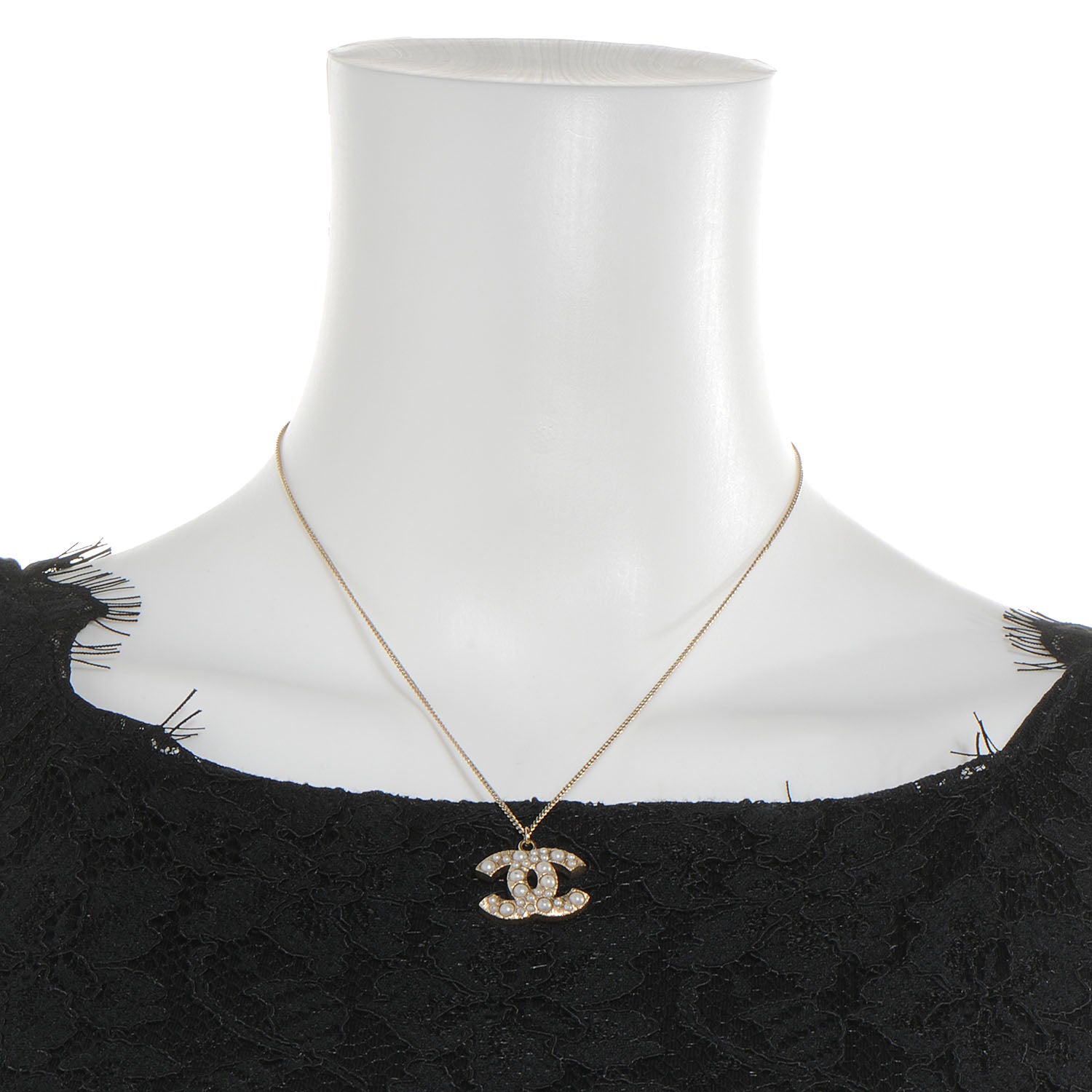 Chanel Pearl CC Pendant Necklace Gold 2 of 5