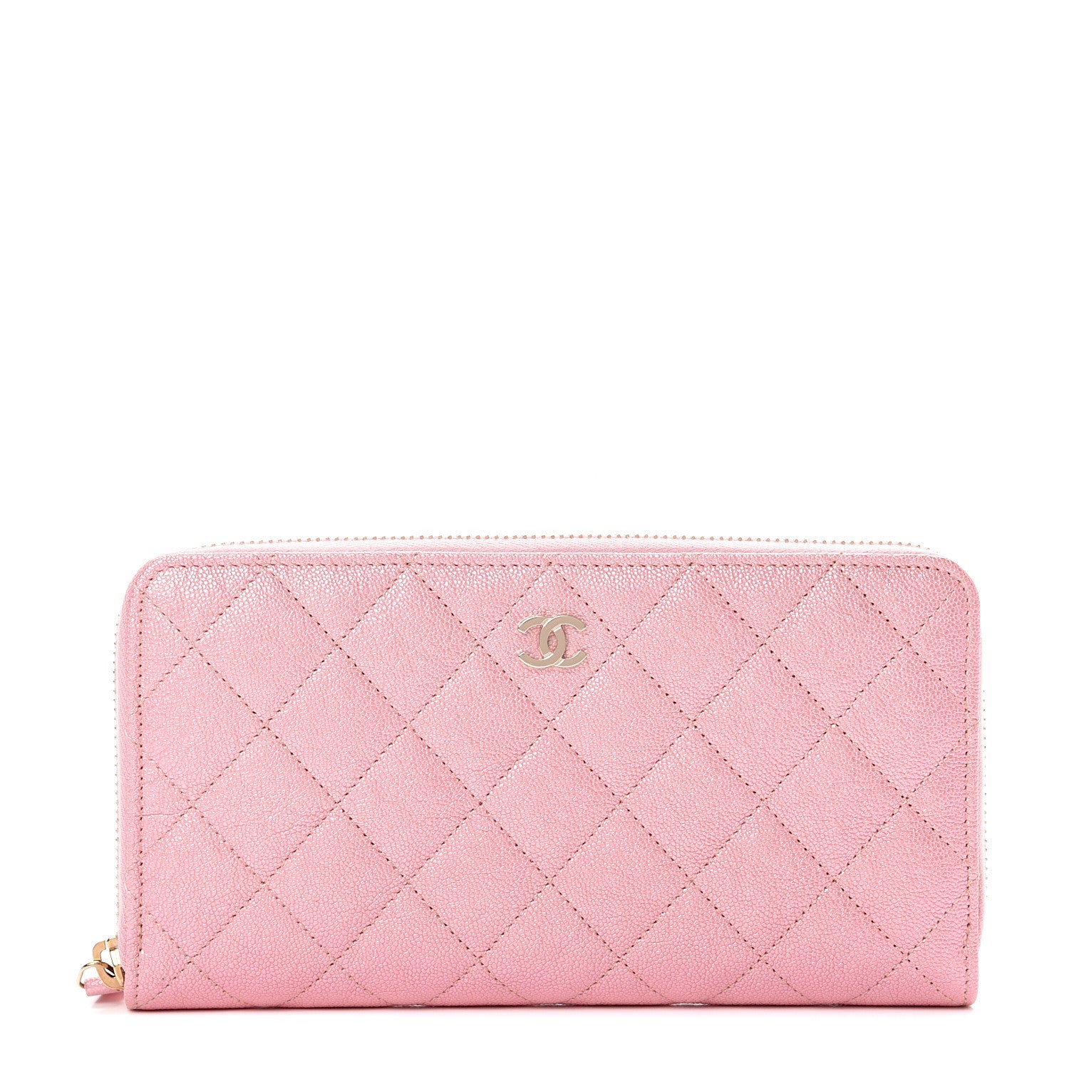 Chanel Iridescent Caviar Quilted Large Zip Around Wallet Pink 1 of 10